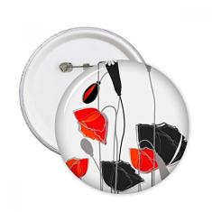 Linhas de arte abstrata com flores vermelhas, pinos, distintivo, botão, emblema, decoração, 5 peças