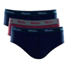 Kit 3 Cuecas Slip Tradicional Box Algodão Cotton Mash