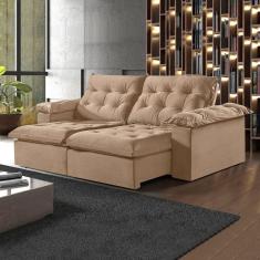 Sofá Retrátil e Reclinável 210cm M147 Café com Leite