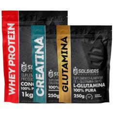 Kit: Whey Protein Concentrado 2Kg + Creatina Monohidratada 250g + Glutamina 250g - 100% Importado - Soldiers Nutrition S