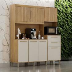 Armário para Cozinha 7 Portas 2 Gavetas 180,8cm Citrino Yescasa Cinamomo/Off White