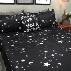 Lençol Com Elástico Casal Comum 4 Un Star Decor Com Almofada - Casa Da