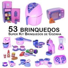 Kit Infantil Comida Geladeira Fogão Microondas Panela 53p - Zuca Toys