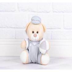 Urso de pelucia macacão com brinquedo - tedde 12 cm - CKD CONFECCOES, 
