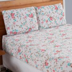 Jogo de Lençol 3 Peças Queen Lençol Dia a dia Estampado Algodão Roupa 