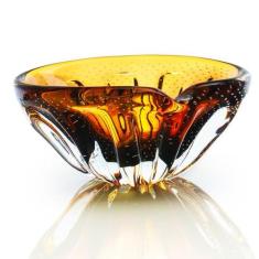 Centro De Mesa Em Cristal Murano Âmbar E Lilás - São Marcos