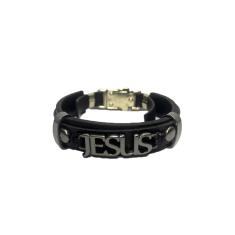 Pulseira de Couro Jesus Verniz Social Gospel Regulável