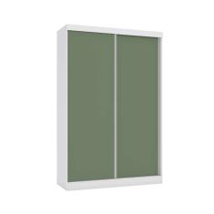 Guarda Roupa Solteiro 2 Portas de Correr e 2 Gavetas N571 Flex Branco/Nogueira ou Verde - Kappesberg
