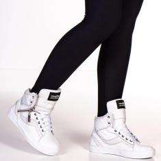 Tênis Fitness Feminino Botinha Treino Academia Couro com Zíper-Feminino