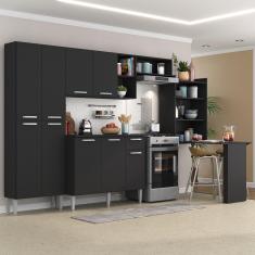 Cozinha Completa c/ Mesa Dobrável Paris Multimóveis MP2042 Preta
