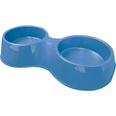 Comedouro Duplo Furacão Pet Pop Plástico Azul - 2 Litros