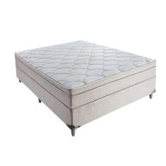 Cama Box Casal Áquila com Colchão Casal Molas Verticóil Bege