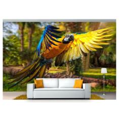 Papel De Parede Animais Arara Paisagem 3D Anm125