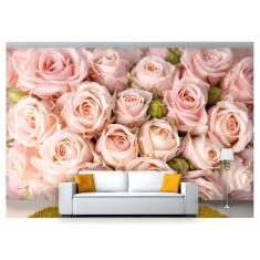 Papel De Parede Flores Rosas Romantico 3D  Nfl207