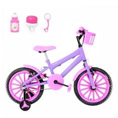 Bicicleta Infantil Aro 16 Nylon Lilás e Rosa