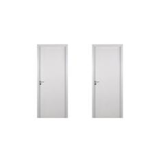 2 Kits Porta de Madeira Lisa 215x84cm com Batente de Mdf Ultra 10cm Melamínico Branco