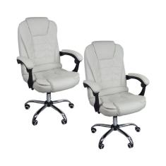 Kit 2 Cadeiras De Escritório Presidente Reclinável Branco