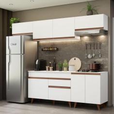 Armário de Cozinha Completa 260cm Branco Reims Madesa 10, Branco