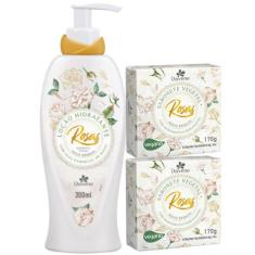 1UN Loção Hidratante Corporal +2UN Sabonete Rosas Brancas - Davene