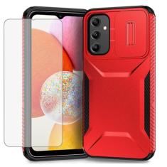 Ueokeird Capa para Galaxy A14 4G, capa para Samsung A14 5G/M44 5G com protetor de tela de vidro temperado e capa deslizante para câmera, antiderrapante, resistente, à prova de choque para Samsung