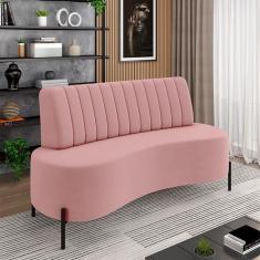 Sofá Living Decorativo 2 Lugares 1,60m Katara Pés De Ferro Veludo Rosê G33 - Gran Belo