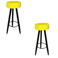 Kit 02 Banqueta Alta Flora Pés Palito em Madeira Preto  Bar Bistrô Coz