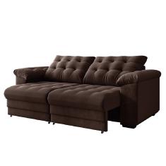 Sofá Retrátil e Reclinável Bipartido 3 Lugares 2,30m Suede Veludo Coliseu Selmer