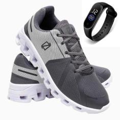 Tênis Masculino Esportivo Academia Caminhada Ultra Leve Com Relógio-Masculino