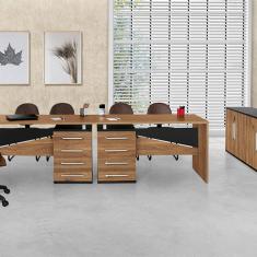 Mesa Maxxi 137cm 25cm com Gaveteiro Lado Esquerdo Noce/Preto