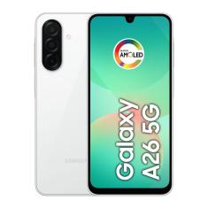 Celular Samsung Galaxy A26 5G 256GB, 8GB RAM, Câmera de 50MP, IP67, Tela Super AMOLED 6.7&quot;, NFC - Branco