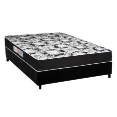Cama Box Casal Kit Gran Luck Pro 138x188 com Colchão Espuma D45 Suede Black Luckspuma