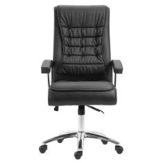 Cadeira Giratória Nr-17 Califórnia Fratini Revestida Em Poliuretano Preto Base Rodizio Cromado