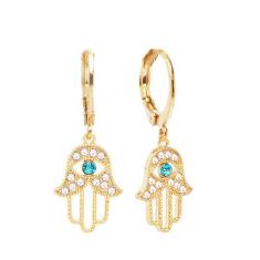 Brinco De Argolinha Mão De Fatima Folheado A Ouro 18K