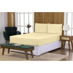 Jogo De Lençol Queen 3 Peças Algodão Micro Percal Com Elástico e Fronh