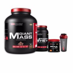 Kit Giant Mass 3 Kg + Giant Whey 908 G + BCAA 4,5 Mg 250 G + Coqueteleira - Bodybuilders-Unissex
