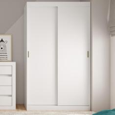 Guarda Roupa Solteiro Infantil Noah 2 Portas de Correr 2 Gavetas Branco MDP Móveis Carraro