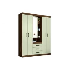 Guarda Roupa Solteiro Havana Star 5.3 5 Portas 3 Gavetas MDF-MDP Jatoba-Areia Santos Andirá