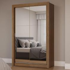 Guarda Roupa Solteiro Milano 2 Portas de Correr 0 Gavetas MDP com Espelhos Rustic Madesa