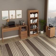 Conjunto Home Office 3 peças 1 Mesa para Escritório 1 Gaveteiro 1 Estante Espresso Móveis