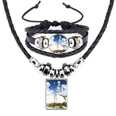 Cachoeira Florestal Ciência Cenário Natureza Colar Pulseira Conjunto de Joias