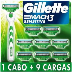 Aparelho de Barbear Gillette Mach3 Sensitive + 9 Cargas 1 Unidade