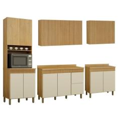 Cozinha Completa com 3 Armários Aéreos e 2 Balcões Dakota Cinamomo/Off White