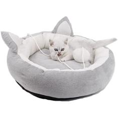 Cama redonda para animais de estimação, cama de pelúcia macia para gatos ou cães pequenos, cama redonda lavável durável para gatos, tapete de almofada de pelúcia lavável removível, fundo ant