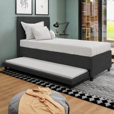 Base Cama Box Solteirão com Cama Auxiliar Veludo SkyBox