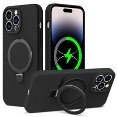 ZHK Capa de silicone líquido projetada para iPhone 14 Pro Max com suporte magnético, [proteção precisa da lente da câmera][à prova de choque de grau mil] [forro de microfibra macio antiarranhões] Capa