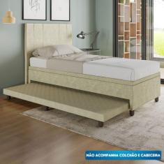 Base Box Solteiro com Cama Auxiliar c/colchão conjugado Veludo - SkyBo