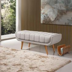 Recamier França 1,50M com Base Madeira Linho Sofatec, Palha