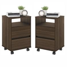 Conjunto Mesa de Cabeceira com Rodízios Nadi Marrom