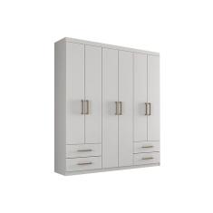 Guarda Roupa Solteiro 6 Portas e 4 Gavetas Canadá Branco - Conquista