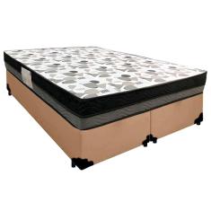 Cama Box Casal Sintético Bipartido + Colchão Ortobom Iso Dupla Face 60x138x188 Cor: bege